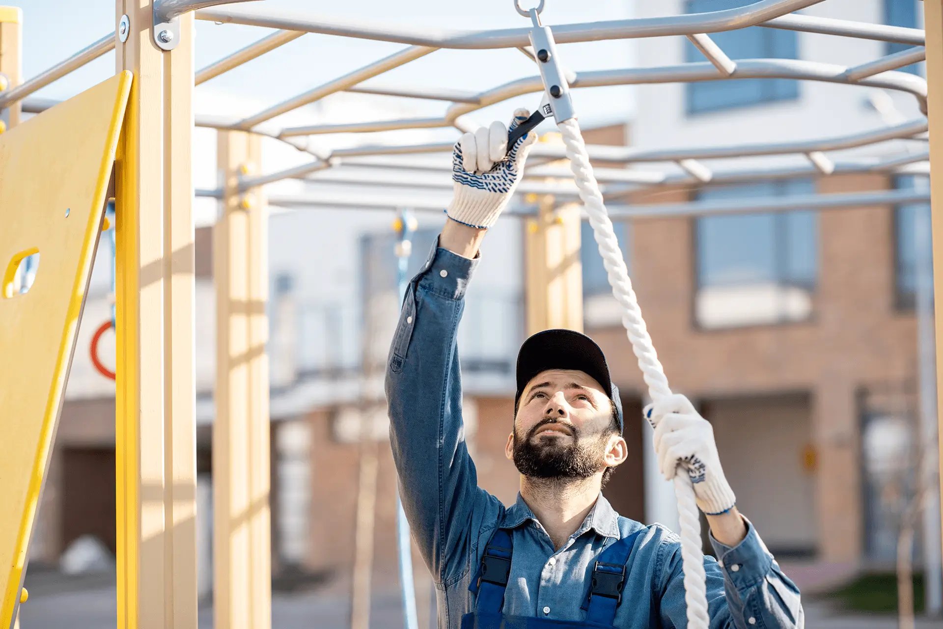 workman mounting playground