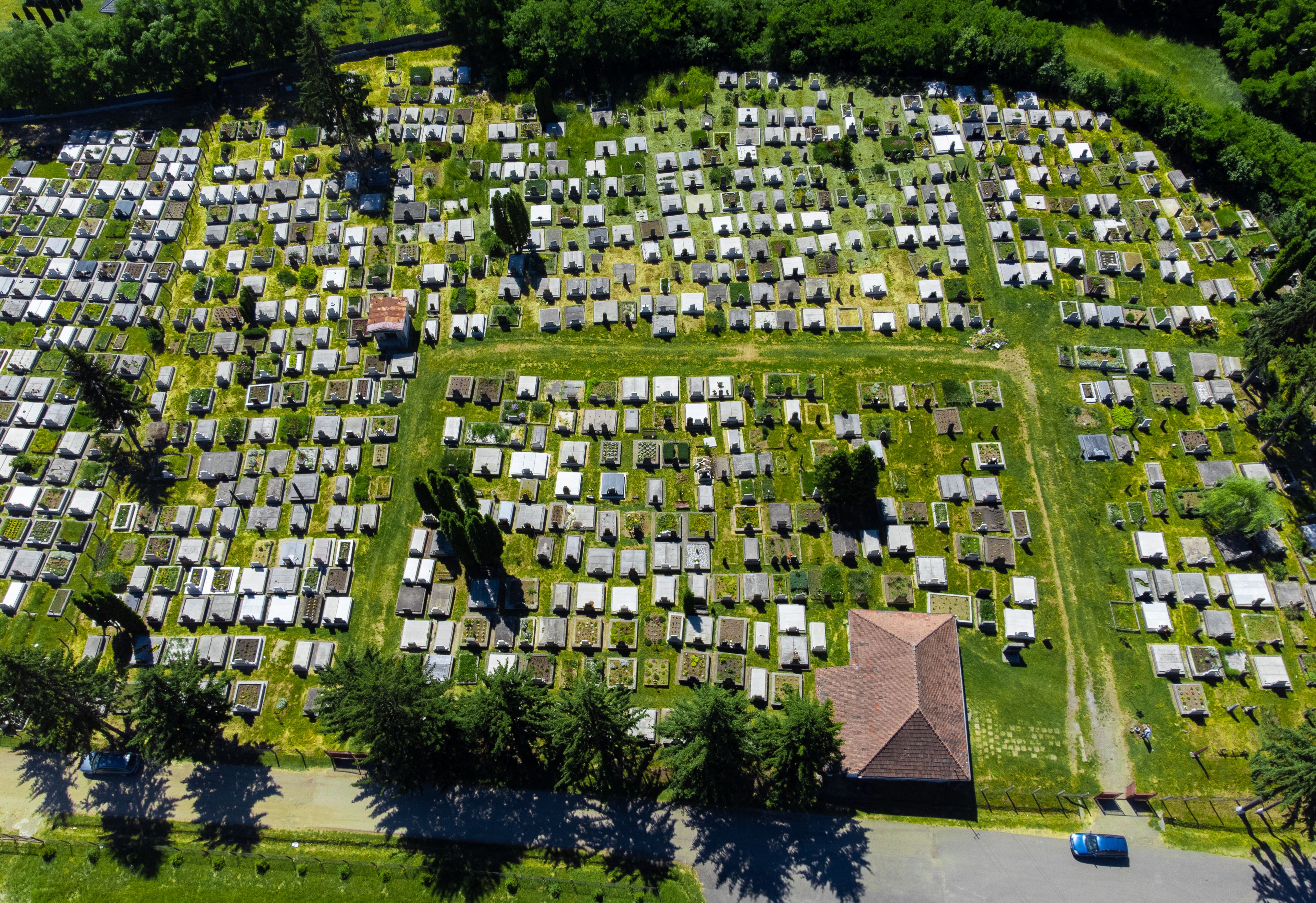 aerial view of a cemetery